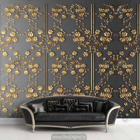پوستر دیواری کلاسیک مشکی طلایی BA-2969
