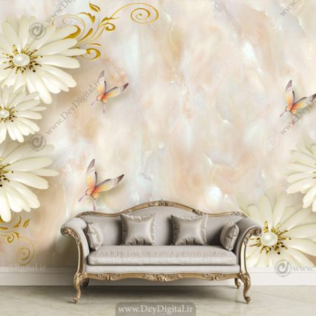 پوستر دیواری سه بعدی گل مروارید BA-3106