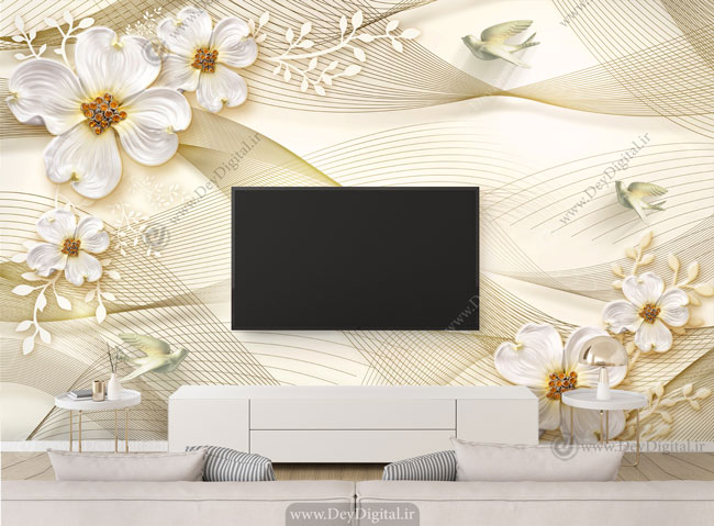 پوستر دیواری پشت تلویزیون گل BA-3107