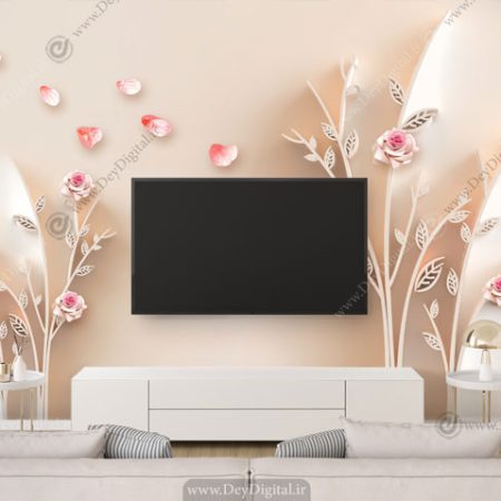 پوستر دیواری پشت تلویزیون سه بعدی کرمی BA-3345
