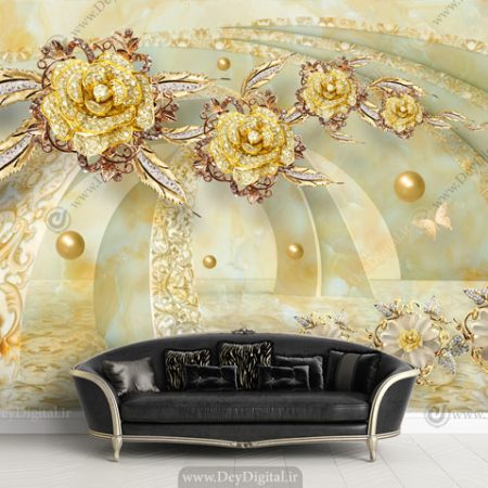 پوستر دیواری سه بعدی گل جواهری BA-3424