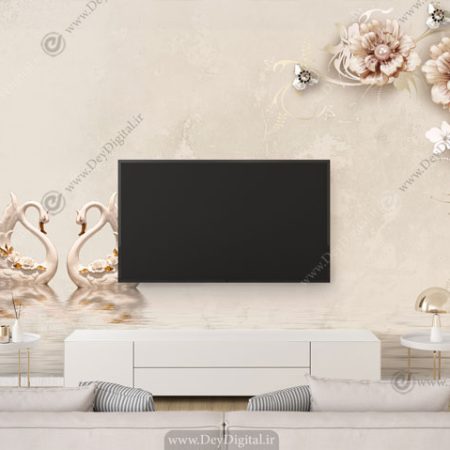 پوستر دیواری پشت تلویزیونگل کرمی BA-3718