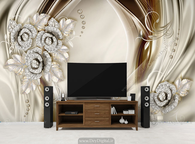 پوستر دیواری پشت تلویزیون نقره ای BA-3732