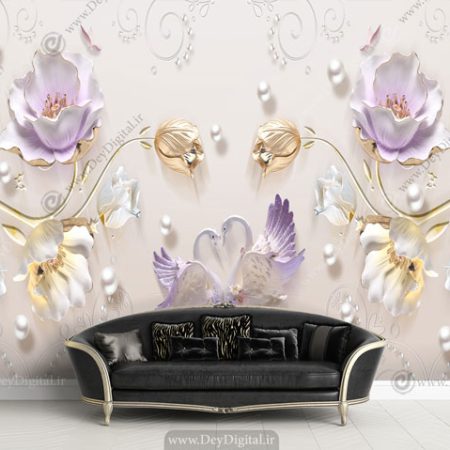 پوستر دیواری سه بعدی گل تزیینی BA-3767