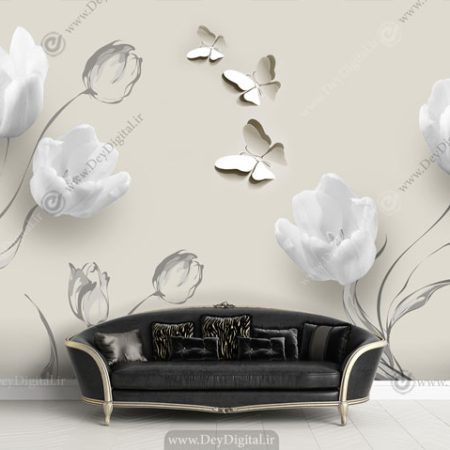 پوستر دیواری گل سفید ba-1505
