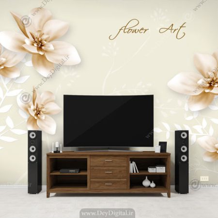 پوستر دیواری پشت تلویزیون کرمی ba-2258