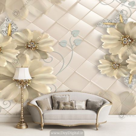 پوستر دیواری سه بعدی گل نگین ba-2852