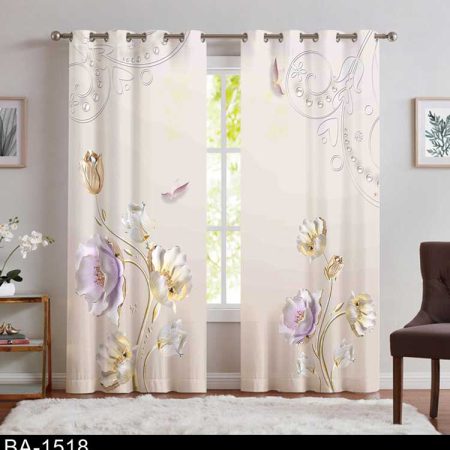 پرده پذیرایی گل طلایی BA-1518