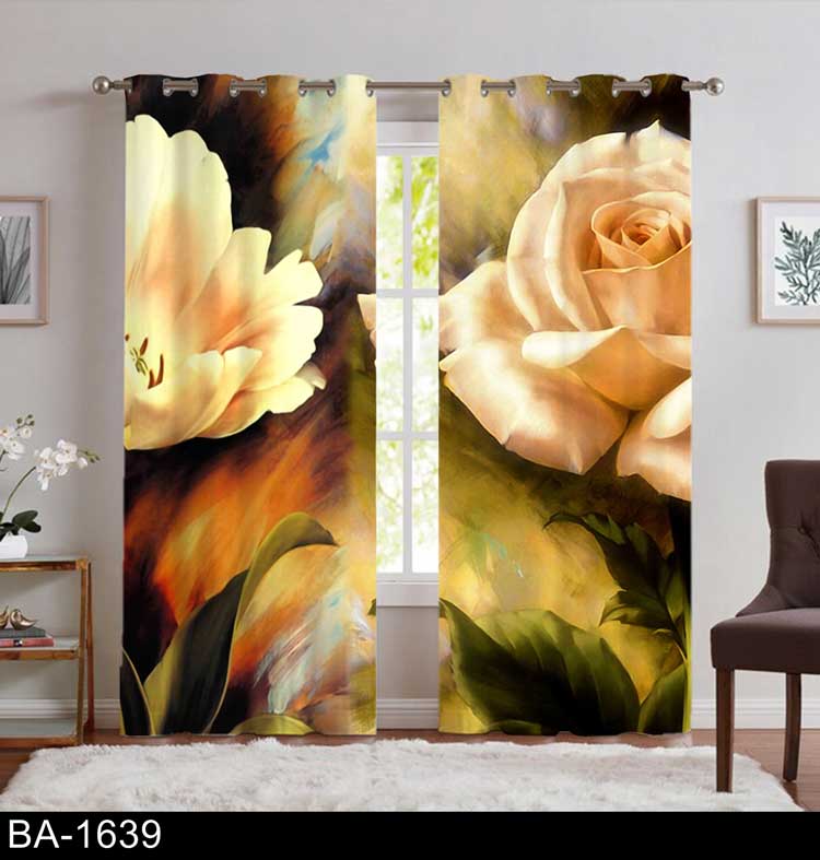 پرده پانچ گل هنری BA-1639