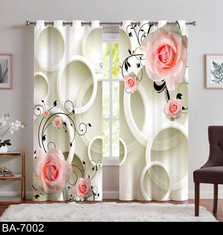 پرده پانچی سه بعدی گل BA-7002