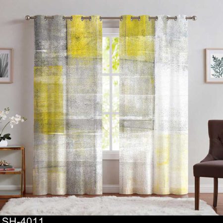 پرده پانچ مدرن طوسی زرد SH-4011