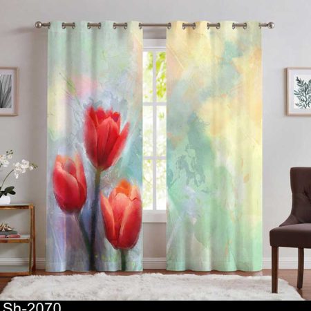 پرده طرح گل هنری Sh-2070