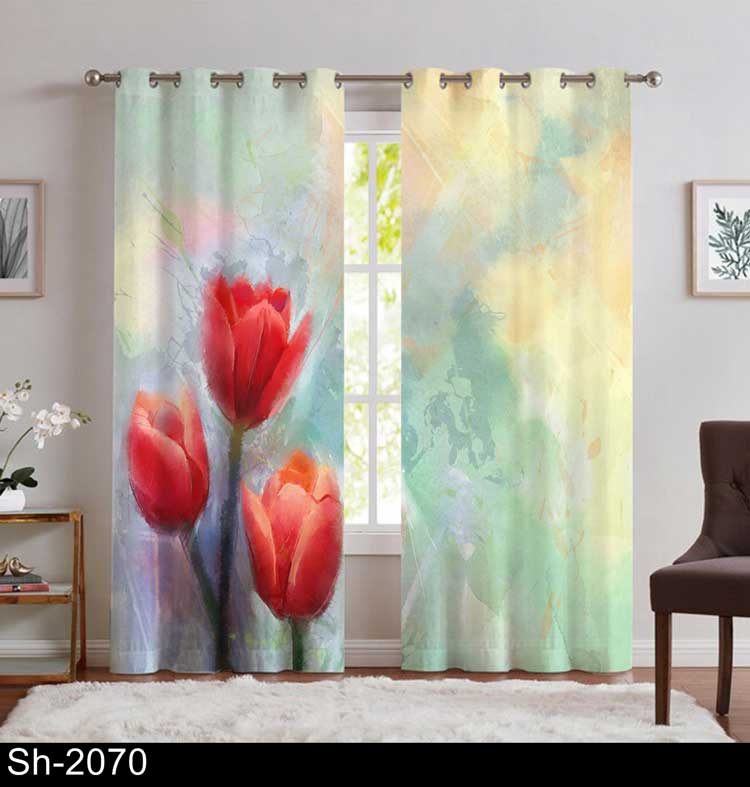 پرده طرح گل هنری Sh-2070
