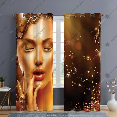 پرده طرح چهره طلایی pk-2698