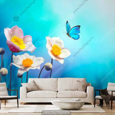 پوستر دیواری گل و پروانه BA-4205