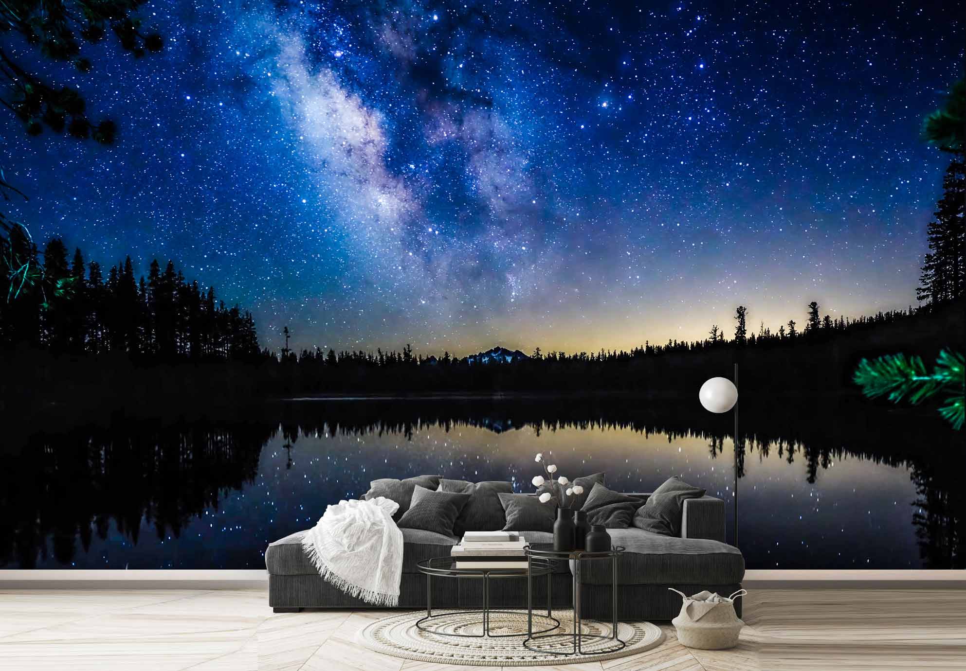 کاغذ دیواری آسمان شب پر ستاره ba-5870