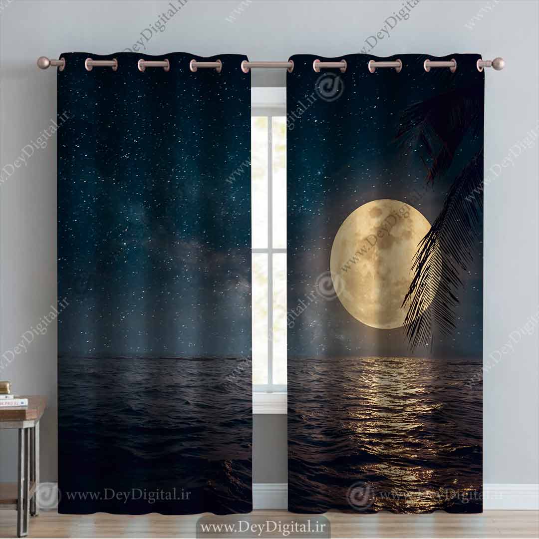 پرده پانچی طرح ماه و دریاچه pk-3223