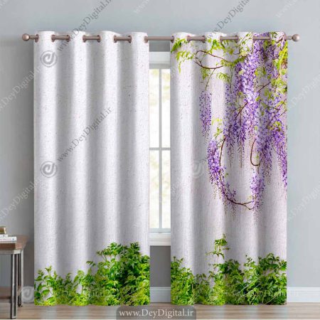 پرده تصویری گل شکوفه بنفش pk-3245