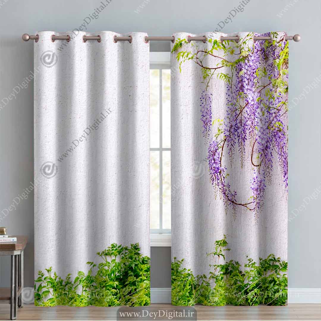 پرده تصویری گل شکوفه بنفش pk-3245