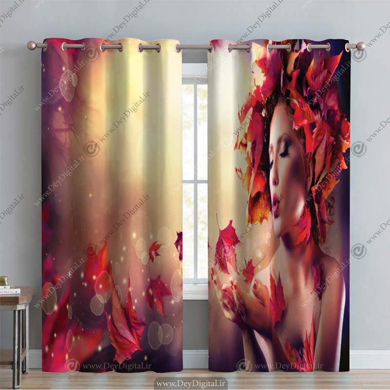 پرده پانچی چهره دختر پاییز PK-2868