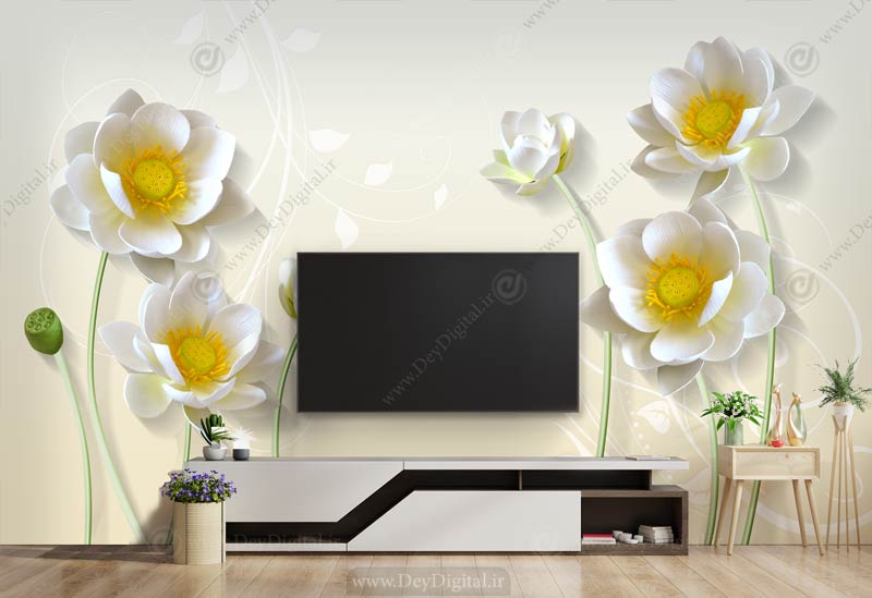 پوستر دیواری گل سفید ba-4638