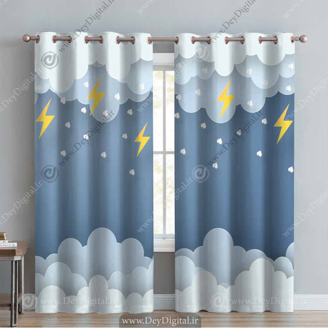 پرده پانچ طرح قلبی و ابر فانتزی pk-3308
