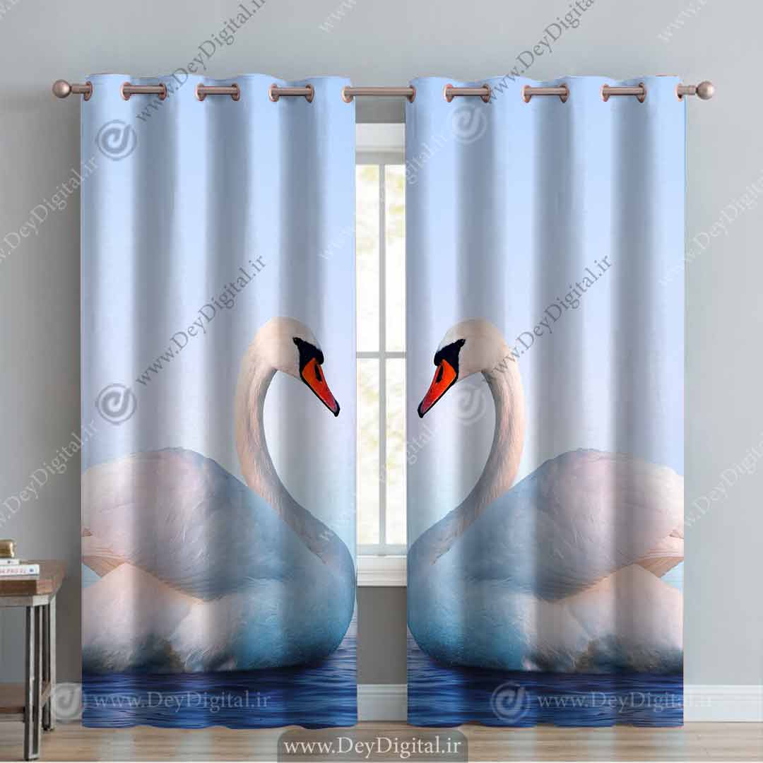 پرده پانچی قو های سفید pk-3423