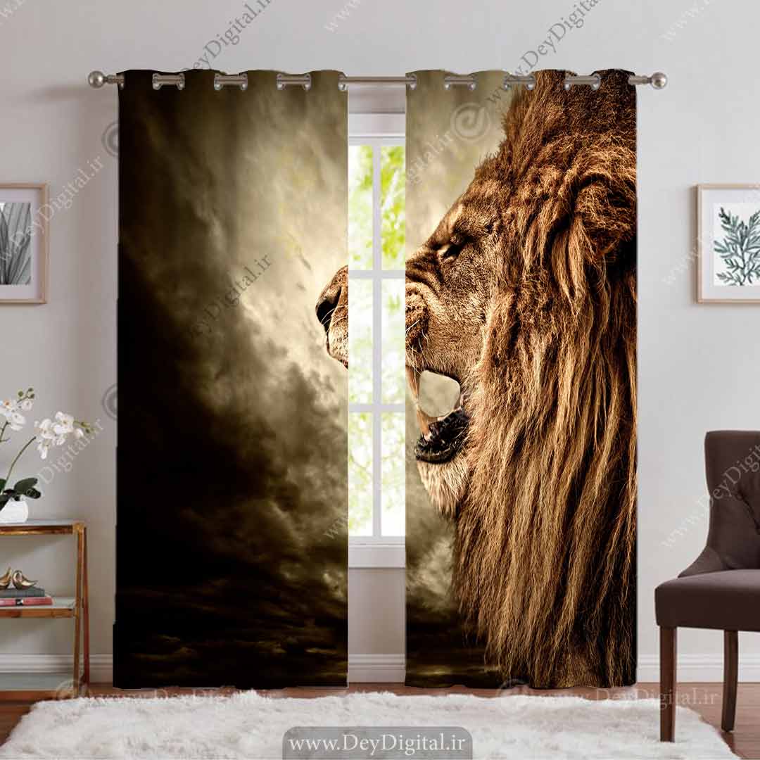 پرده تصویری شیر یال دار pk-3438