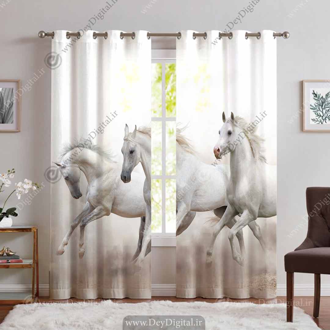 پرده پانچی طرح اسب سفید pk-3680