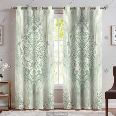 پرده پانچی طرح ماربل سبز pk-2904