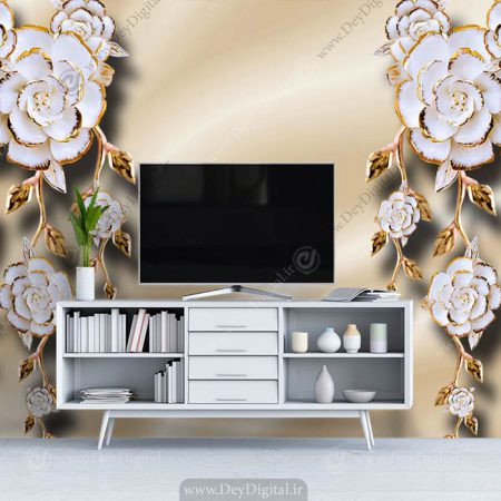 پوستر دیواری پذیرایی گل سه بعدی DL-69044
