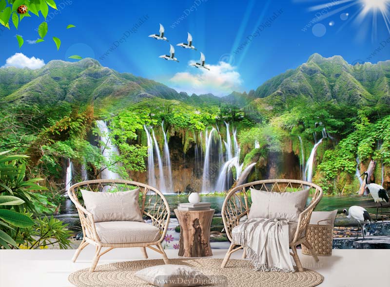پوستر دیواری سه بعدی طبیعت سبز BA-5212