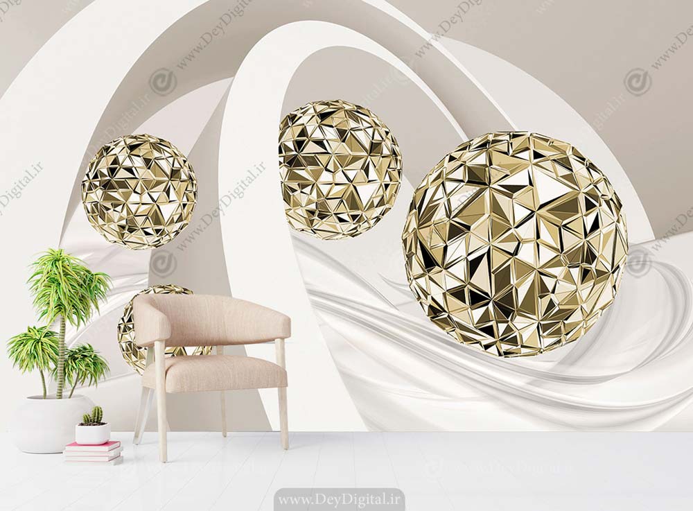 پوستر دیواری مدرن گوی طلایی DL-.61563