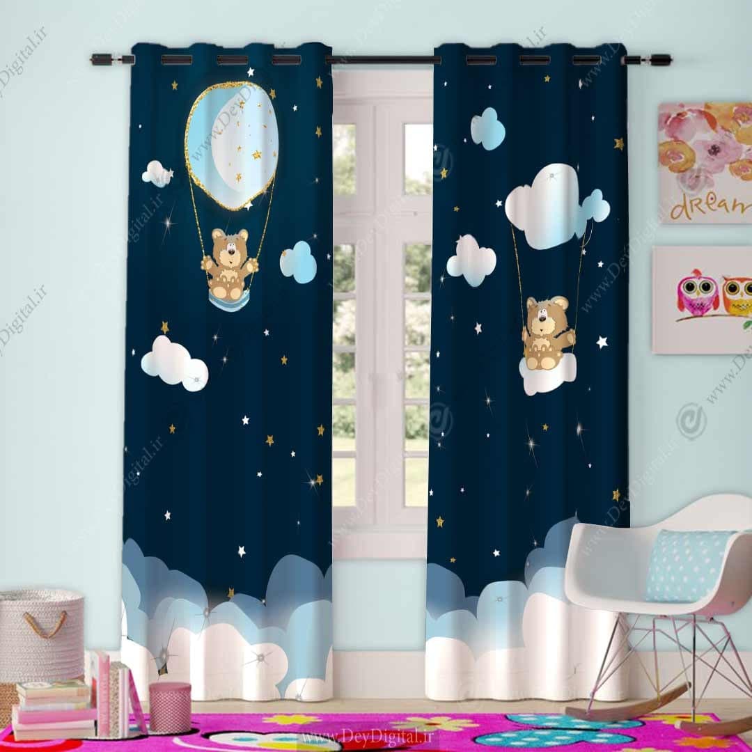 پرده چاپی خرس عروسکی pk-4209