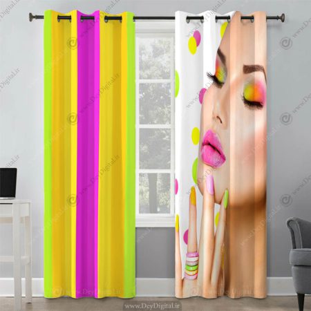پرده پانچی طرح فیس زن pk-4160