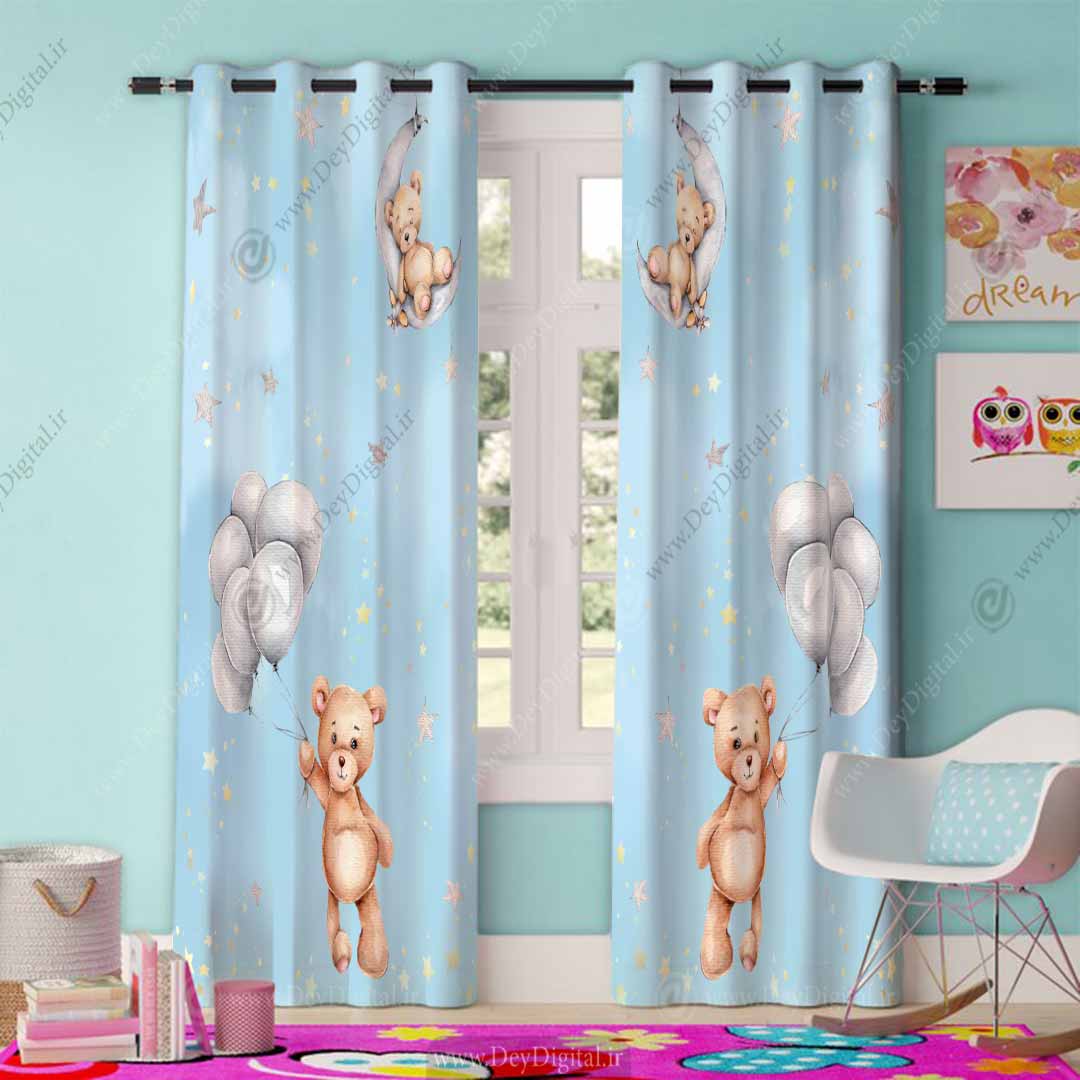 پرده چاپی طرح خرسی pk-4211