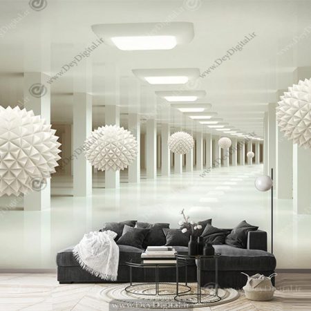 پوستر دیواری پذیرایی سه بعدی مدرن گوی