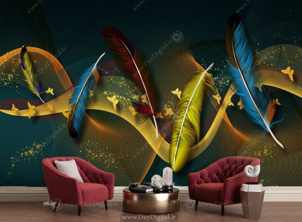 کاغذ دیواری اسپرت سه بعدی پر