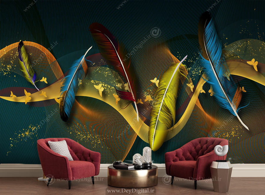 کاغذ دیواری اسپرت سه بعدی پر