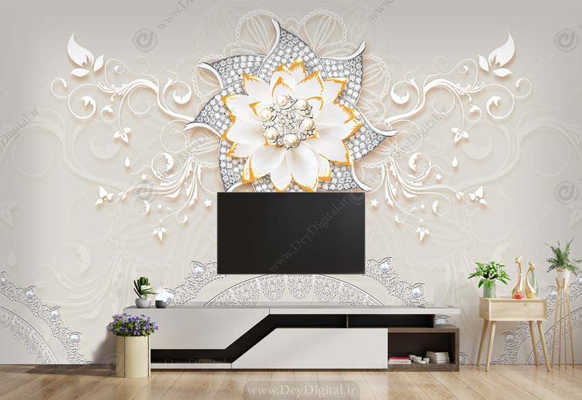 پوستر دیواری سه بعدی پشت تلویزیون
