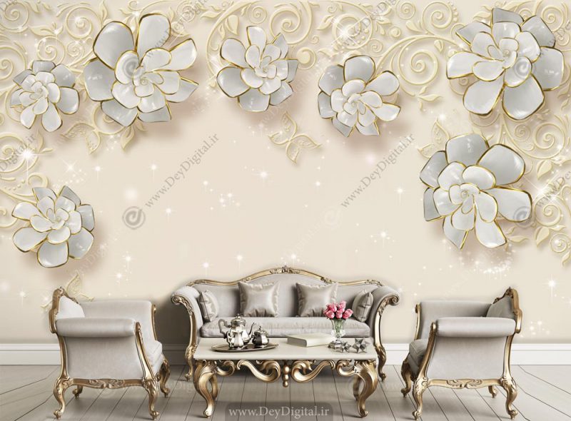 پوستر دیواری گل طلایی