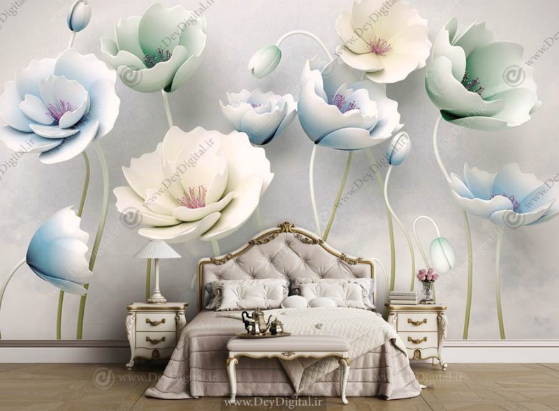 پوستر دیواری شیک برای اتاق خواب طرح گل رز