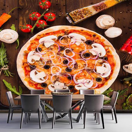 کاغذ دیواری برای فست فود طرح پیتزا
