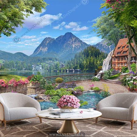 پوستر سه بعدی منظره پشت تلویزیون
