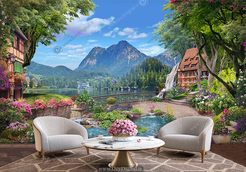 پوستر سه بعدی منظره پشت تلویزیون