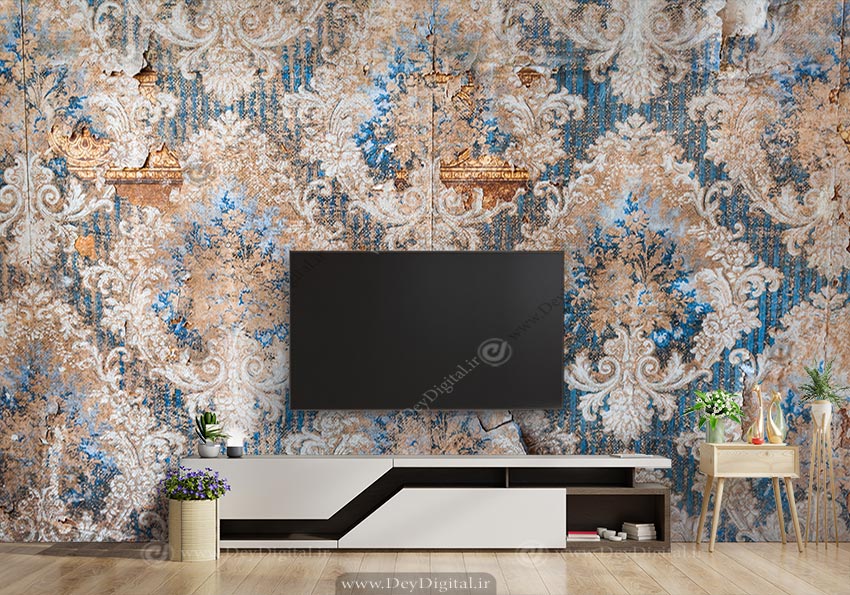 پوستر دیواری سه بعدی کلاسیک گل داماسک BA-4325