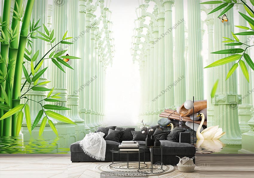 پوستر سه بعدی طبیعت پشت تلویزیون BA-4732