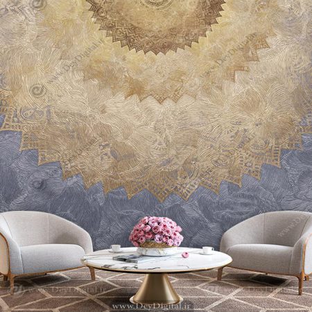 پوستر دیواری لاکچری شمسه طلایی BA-2668