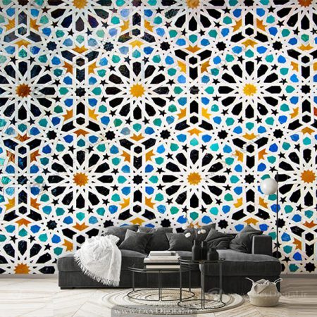 پوستر دیواری کاشیکاری فیروزه ای BA-3649