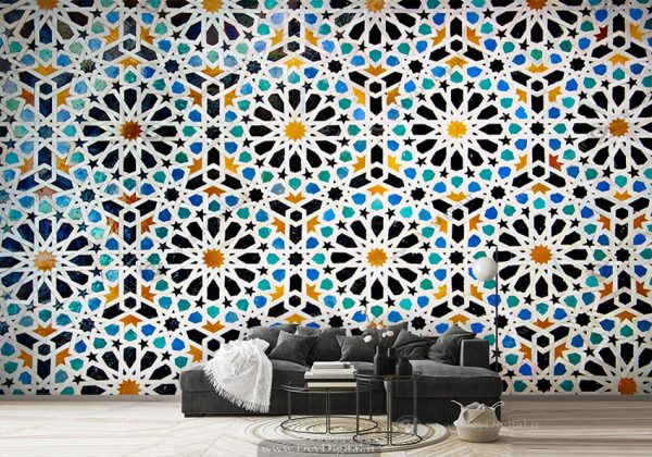 پوستر دیواری کاشیکاری فیروزه ای BA-3649